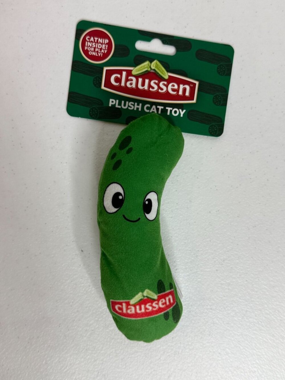 Claussen Pickle Plush Catnip Cat Toy Green Food Novelty New